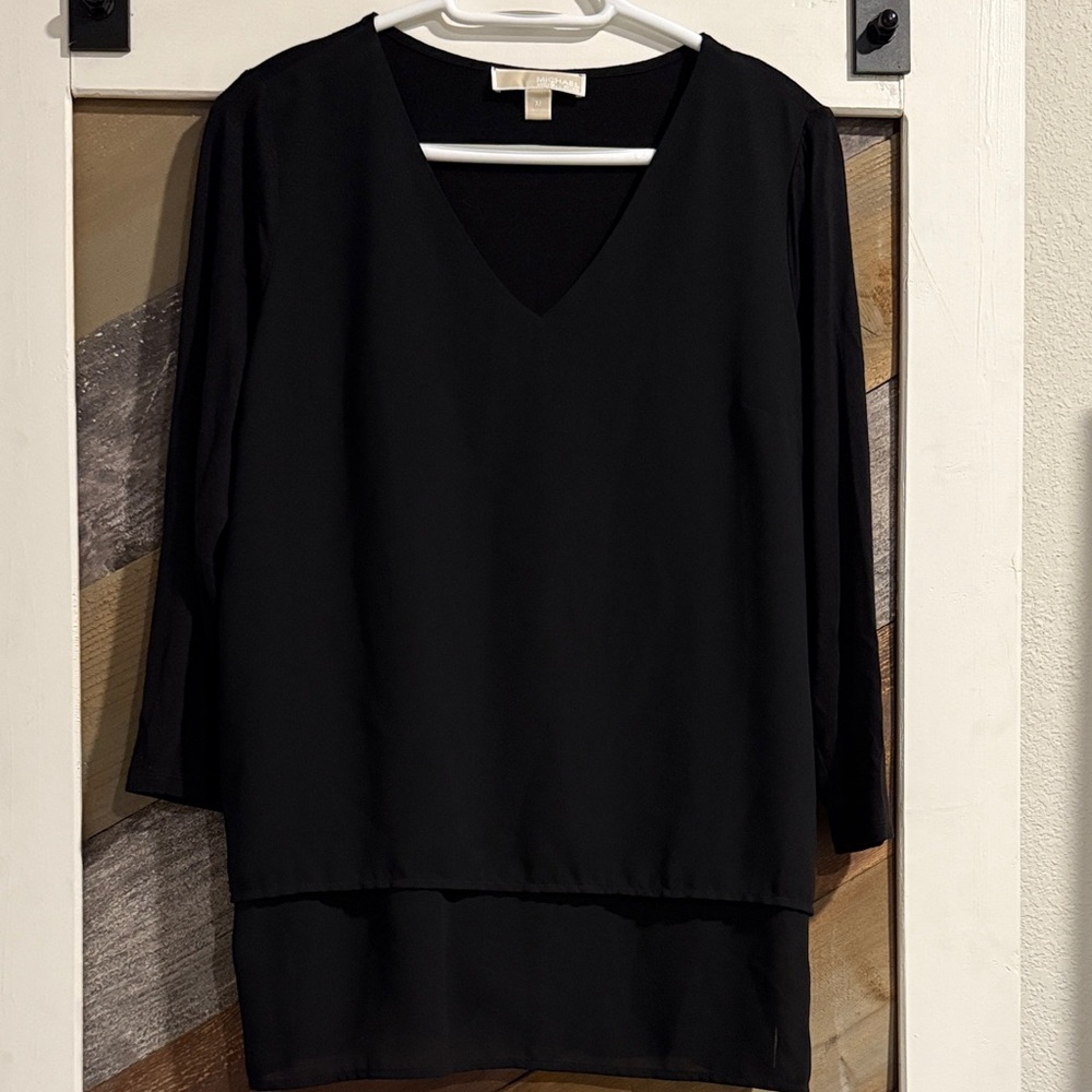Michael Kors Black V-Neck Blouse